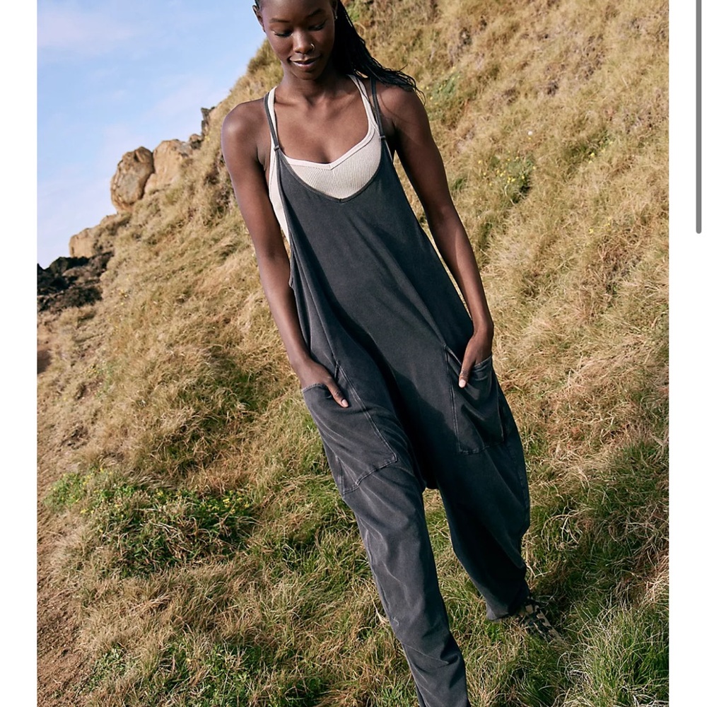 Free People Hot Shot Onesie in Washed Black
